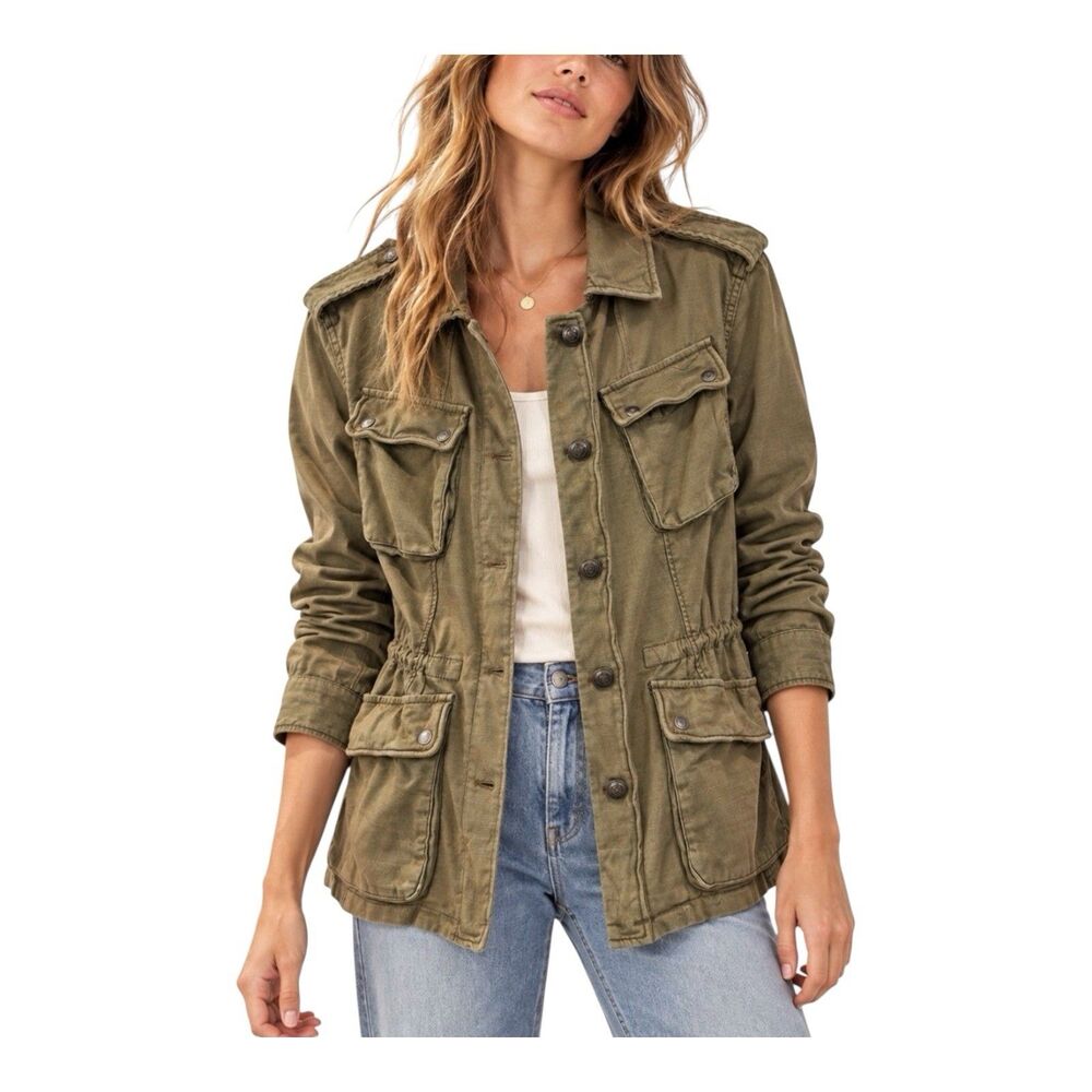 Free People Not Your Brothers Surplus Military Jacket Olive Green Oversized XS